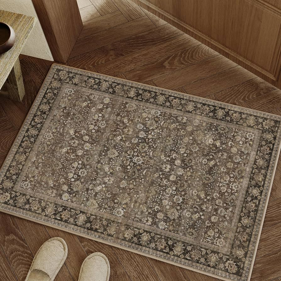 HUGEAR 2x3 Small Rug Machine Washable Area Rug Brown Entryway Rugs Entrance Door Mat Indoor Accen... | Amazon (US)