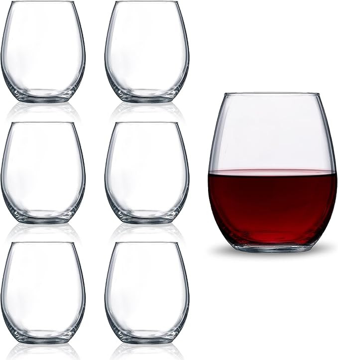 Chef's Star Elegant Glass Stemless Wine Glasses for Red or White Wine Heavy Base Ideal For Cockta... | Amazon (US)