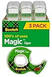 Scotch Magic Tape, 3 Rolls, Numerous Applications, Invisible, Engineered for Repairing, 3/4 x 300... | Amazon (US)