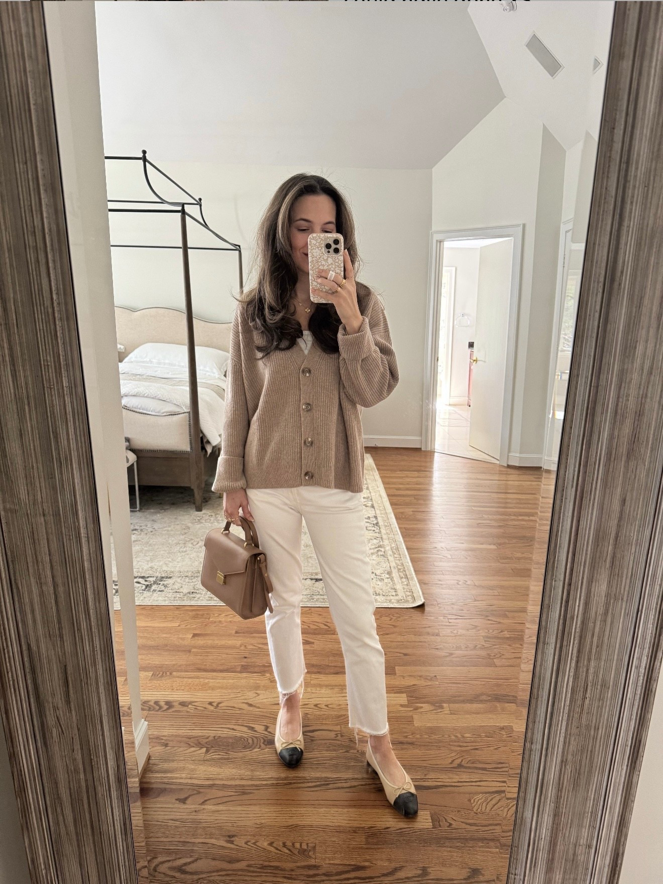 Casual spring outfit with @Quince cashmere cardigan and white cropped denim. 

#LTKootd #LTKOver40 #LTKSeasonal