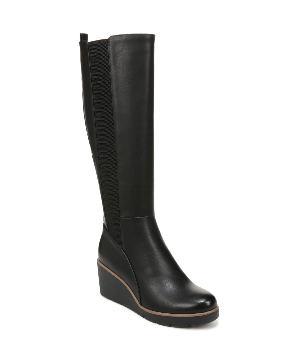 Soul Naturalizer Adrian Knee High Wedge Boots - Black Faux Leather | Macy's
