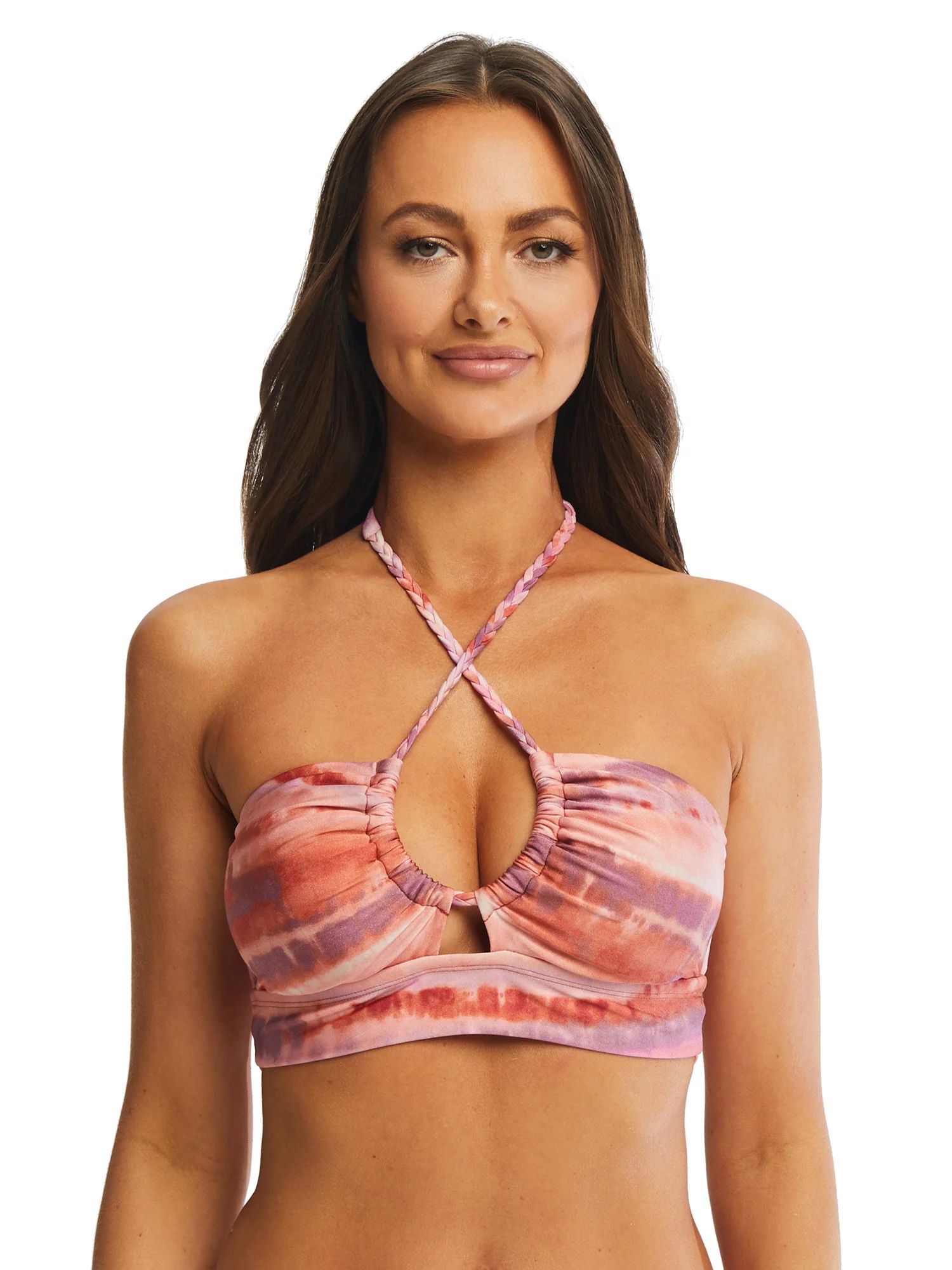 Time and Tru Women's Tie Dye Braided Halter Bikini Top | Walmart (US)