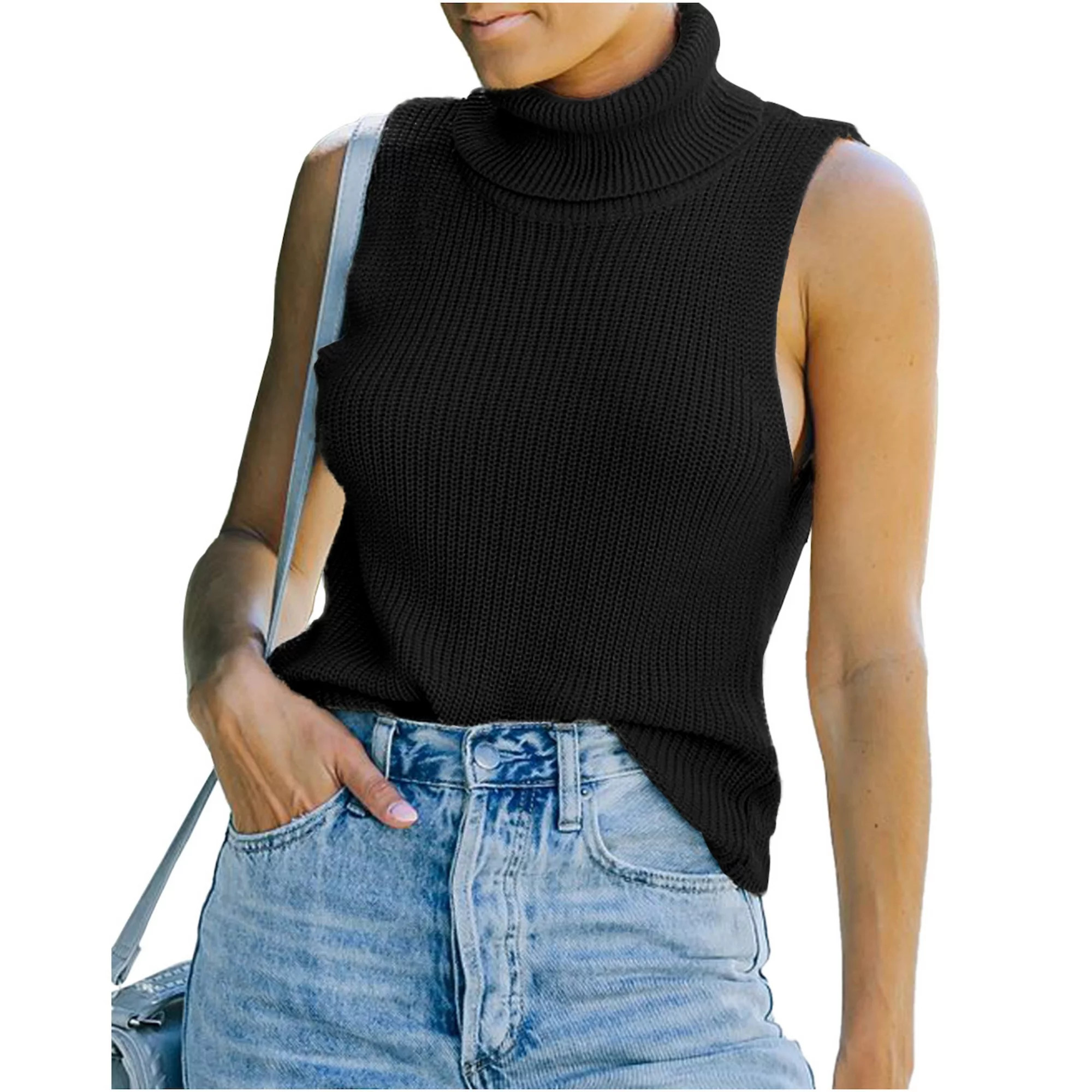 Womens Turtleneck Sweater Sleeveless Slim Fit Knit Pullovers Casual Basic Stretch Tank Top | Kohl's