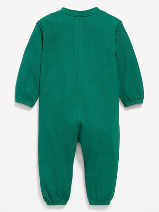 Long-Sleeve Waffle-Knit Henley One-Piece for Baby | Old Navy (US)