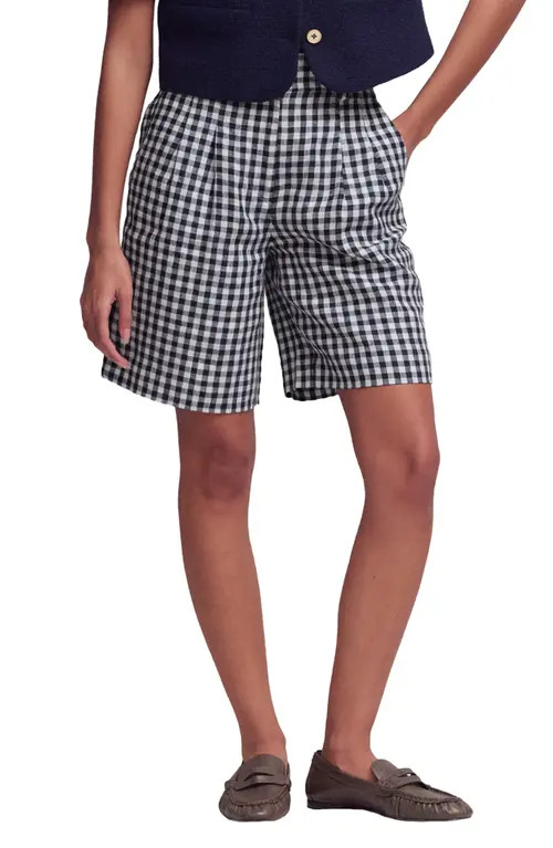 Boden Kensington Gingham Linen Shorts in Navy Ivory Gingham at Nordstrom, Size 4 | Nordstrom