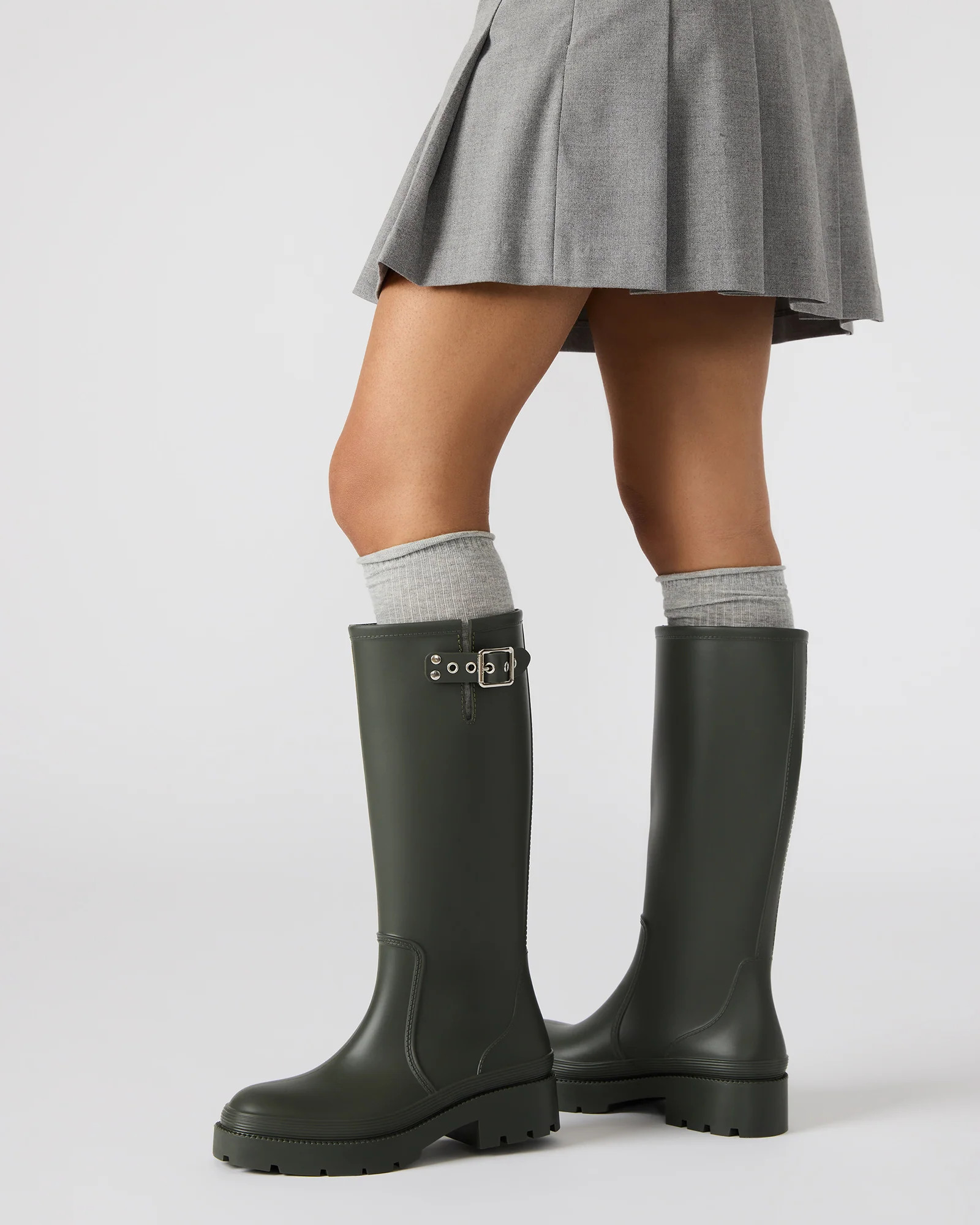 ROCKY-H20 Khaki Rain Boots | Women's Designer Boots | Steve Madden (Canada)