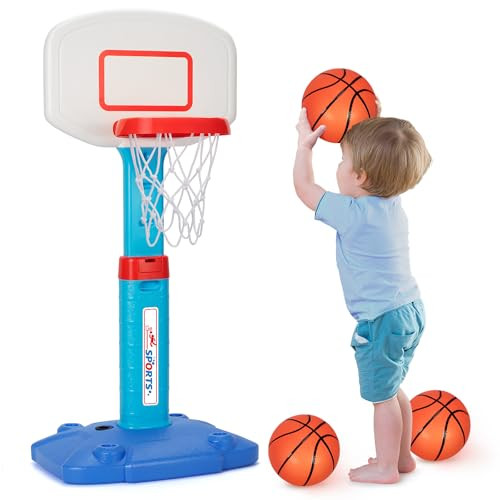 Basketball Hoop Indoor Outdoor Toys for Toddlers 1-3, Kids Basketball Hoop with 3 Balls, Adjustab... | Amazon (US)