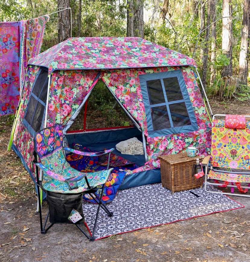 Live Happy Camping Tent🌸 Looks like a little house & even has windows, a front door and back porch!
* 4-person pop up tent 
* Waterproof and UV resistant
* Mesh skylights & removable roof tarp
* 2 way zippers, cords and finishing details designed with pops of color
* Comes with poles, stakes & storage bag
* Easy to set up instructions included

#LTKU #LTKTravel #LTKSeasonal