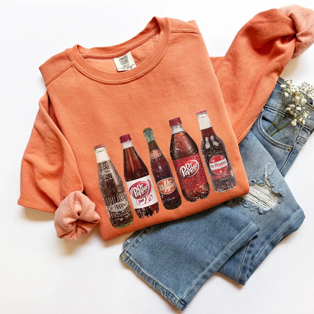 Vintage Dr Pepper Bottles Sweatshirt Perfect Soda Lover Gift Idea Classic Soda Pop Crewneck Sweat... | Etsy (US)