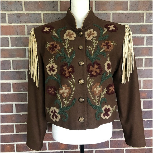DD Double-D Ranchwear Vintage Military Cavalry Fringe Brown Wool Jacket size M | Poshmark