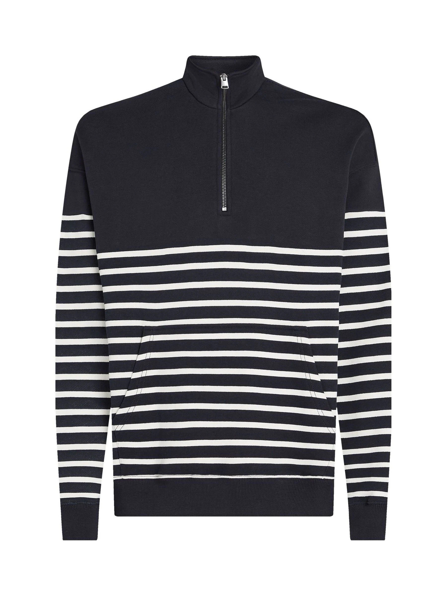 Tommy Hilfiger Tommy Hilfiger White Stripe Quarter Zip Sweatshirt | Next US