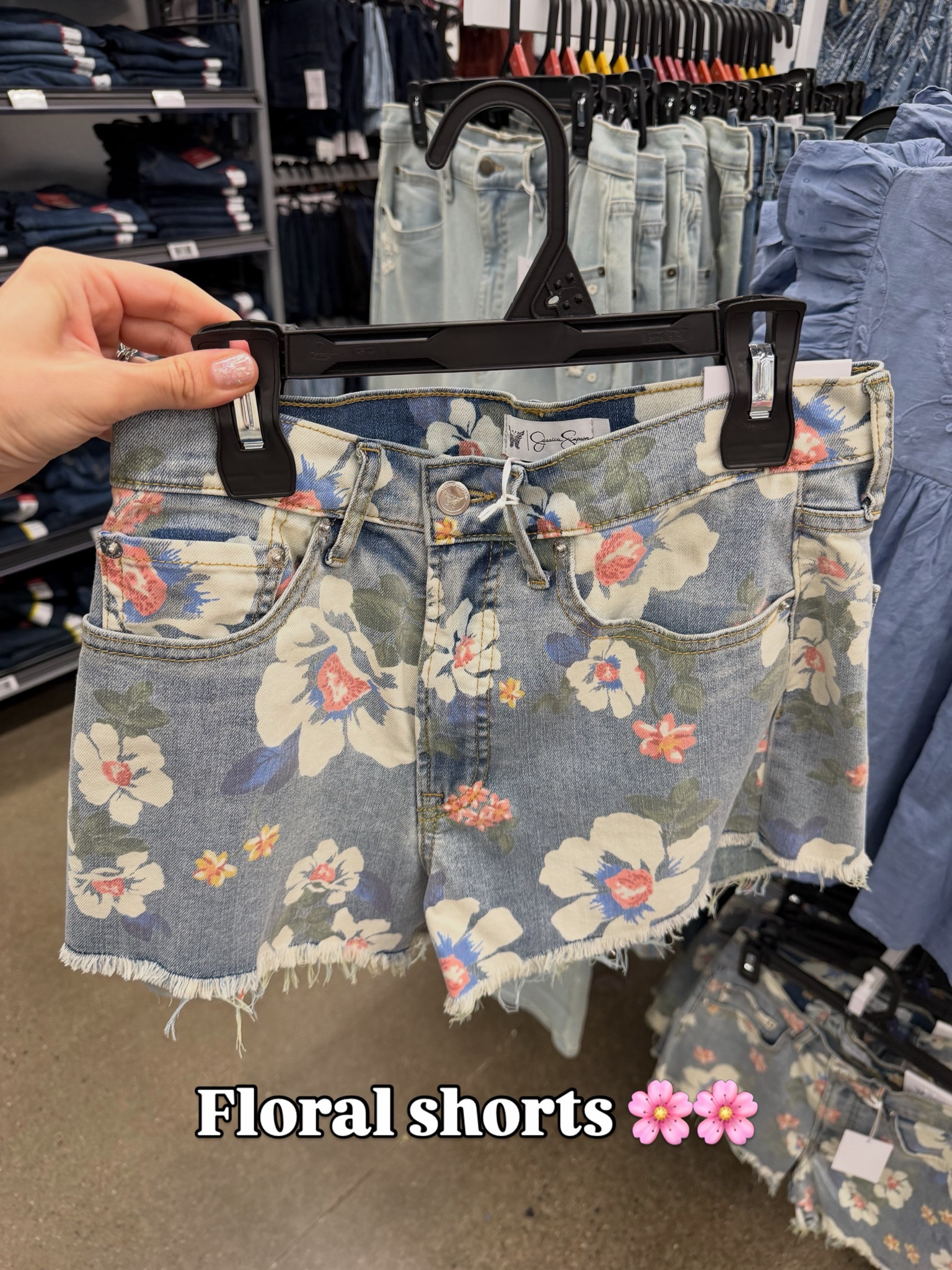 Jessica Simpson floral denim shorts at Walmart #walmartfashion