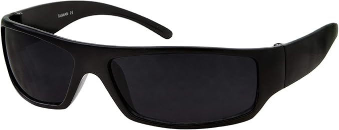 grinderPUNCH Mens Black Super Dark Sunglasses - Slim Wrap Around Gangster Style | Amazon (US)