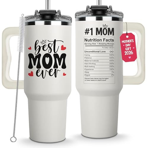Mothers Day Gifts For Mom - Best Mom Ever Tumbler With Handle 40oz, Mommy Coffee Mug, Mama Tumblers, Momma Gift Ideas, Funny Birthday Present For Her, Cute Mother Day Gift Tumbler, Mom Cup | Amazon (US)