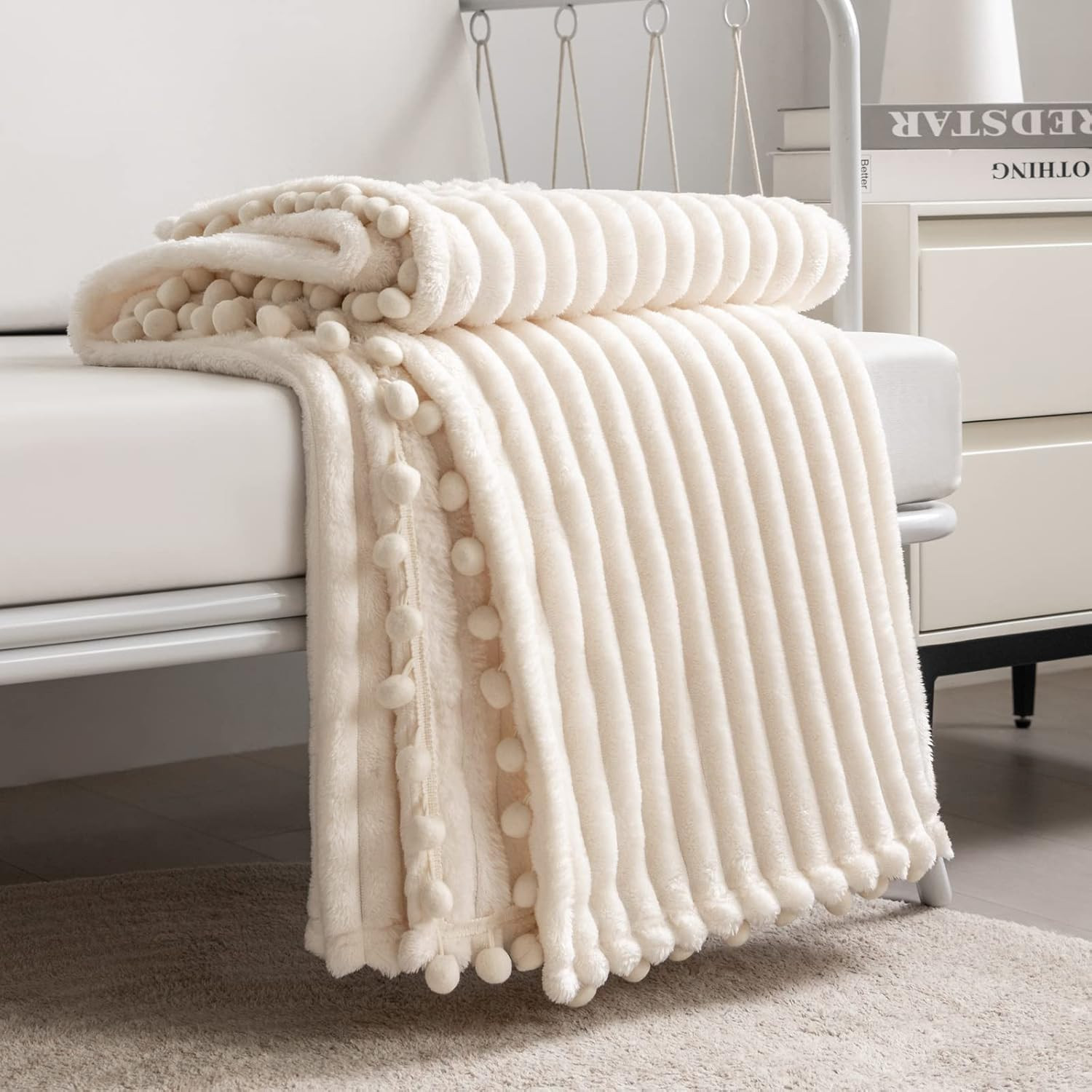 DISSA Fleece Blanket Throw Size – 51x63, Beige – Soft, Plush, Fluffy, Fuzzy, Warm, Cozy – P... | Amazon (US)
