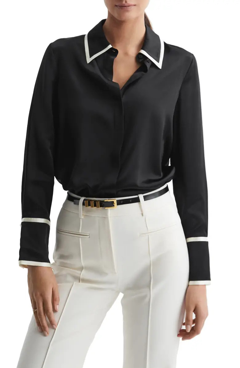 Reiss Murphy Tipped Silk Shirt | Nordstrom | Nordstrom