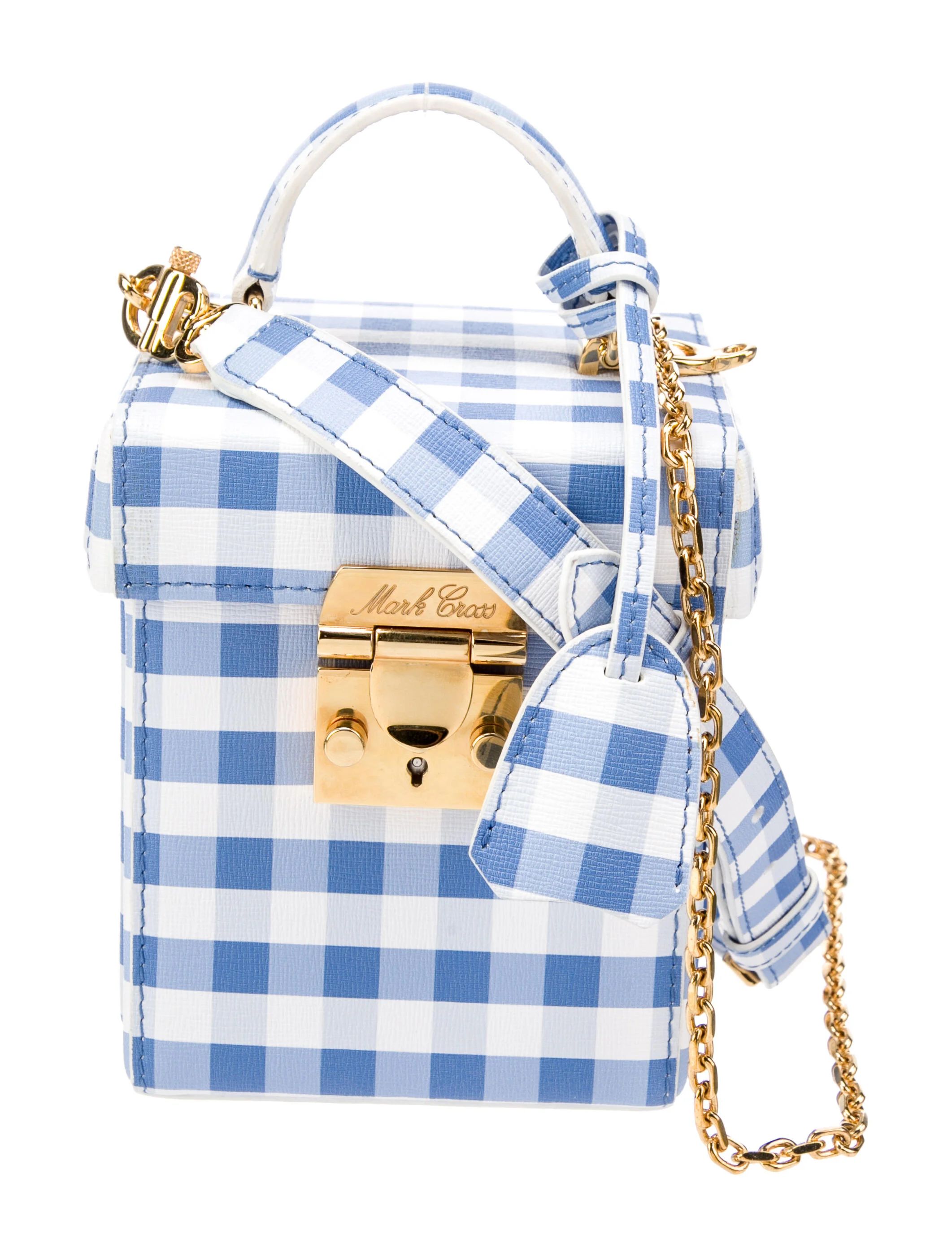 Grace Gingham-Print Leather Cube Bag | The RealReal