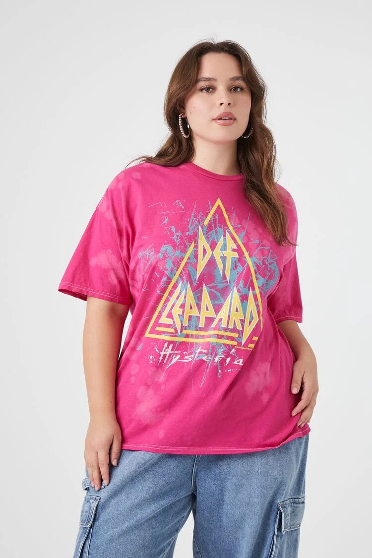Women's Def Leppard Graphic T-Shirt in Pink, 2X | Forever 21