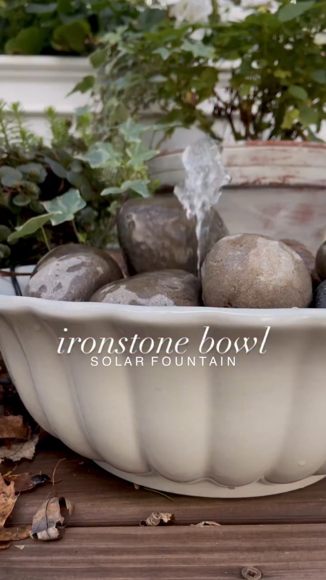 While everyone is starting to deck their halls, I’m just over here sneaking in one more little garden project to celebrate the beauty of fall on our new back deck. This solar birdbath fountain from @popsoapsolar is perfect for turning any vessel, pot, or even an antique bowl into a charming fountain for your garden. All you need are a few stones and some sunlight. I’ve been waiting for years to find the perfect birdbath for my backyard, but I think I might love this solution using vintage repurposed finds even more. Find the link to the pump I used in my bio!