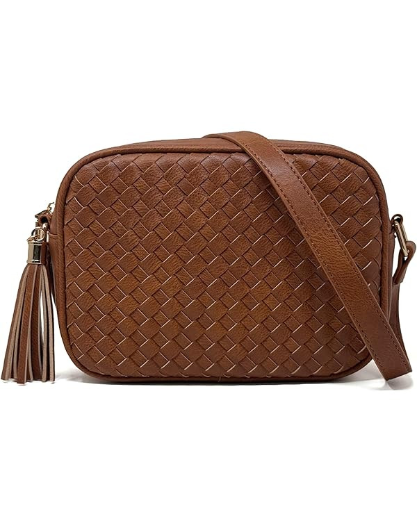 AFKOMST Woven Crossbody Bags for Women Small Fall Cross Body Purse and Boho Handbags with Tassels... | Amazon (US)