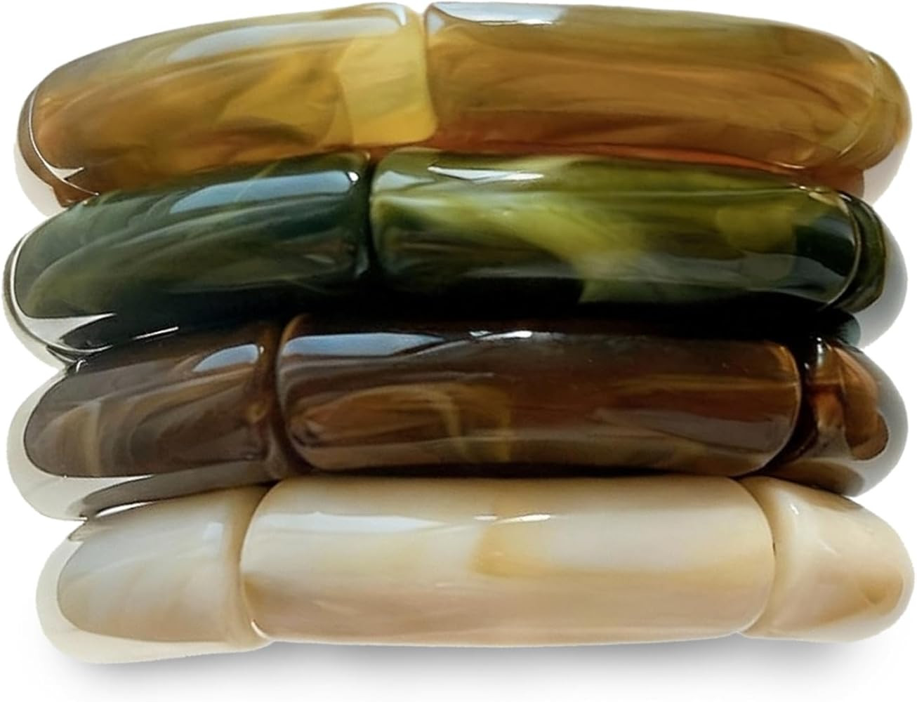 iF YOU 6pcs Chunky Acrylic Bangle Bracelets for Women, Resin Bamboo Brown Stretchy Bracelet Stack... | Amazon (US)