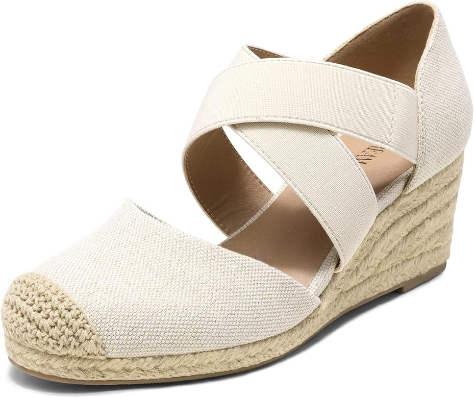 DREAM PAIRS Womens Close Toe Espadrilles Dressy Platform Sandals Slip on Elastic Criss Cross Ankle S | Amazon (US)