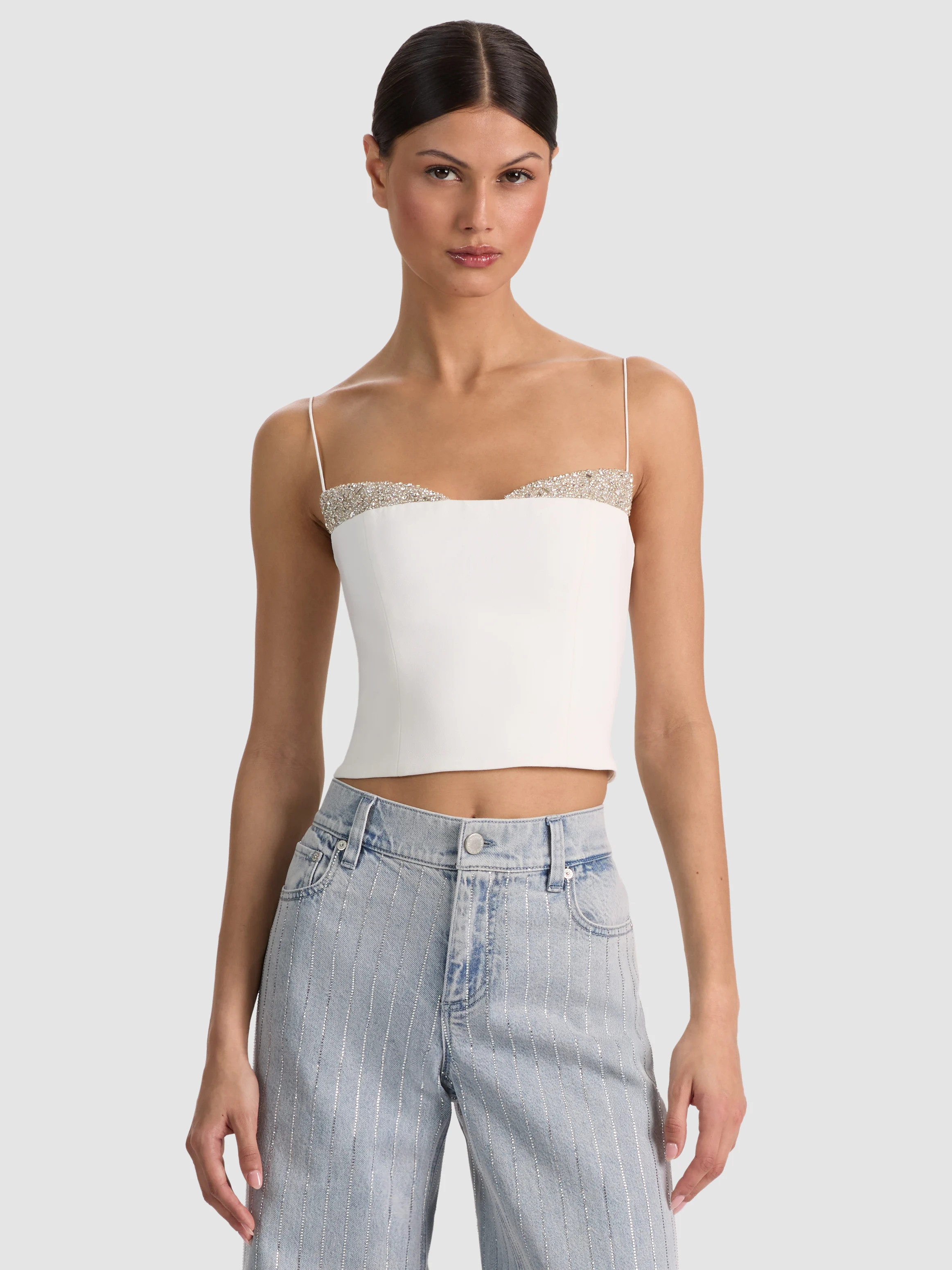 alice + olivia HALLIE EMBELLISHED PEEKABOO TOP | Alice + Olivia