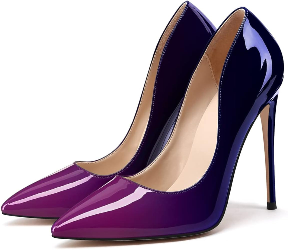 XINIUNIU High Heels for Women Pumps Gradient Patent Leather 4.7 inches/12CM Formal Shoes Sexy Fas... | Amazon (US)