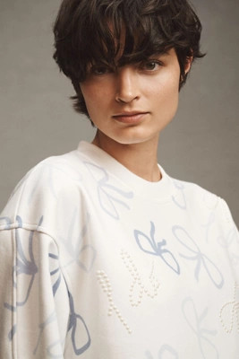 By Anthropologie Weddings Pearl "I Do" Bow Crew-Neck Sweatshirt | Anthropologie (US)