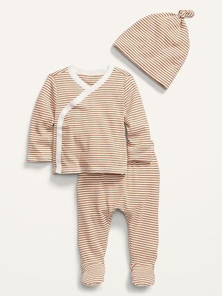 Unisex 3-Piece Kimono Top, Pants &#x26; Beanie Layette Set for Baby | Old Navy (US)