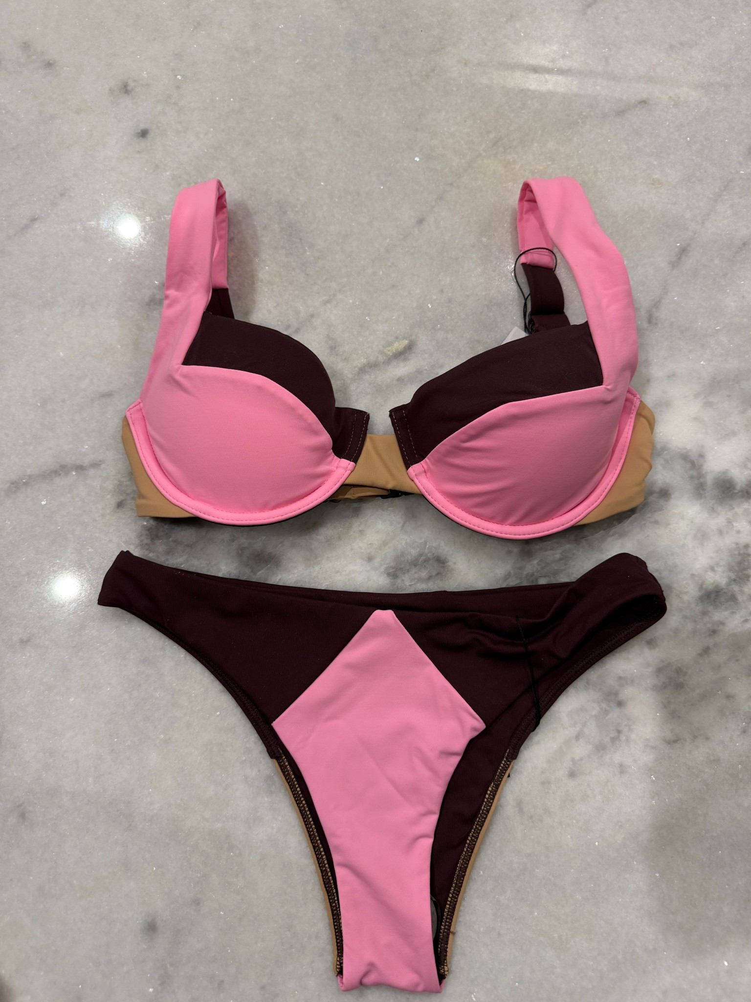 Love this color block bikini size m top xs bottoms 
These suits fit so well! 

#LTKTravel #LTKPetite
