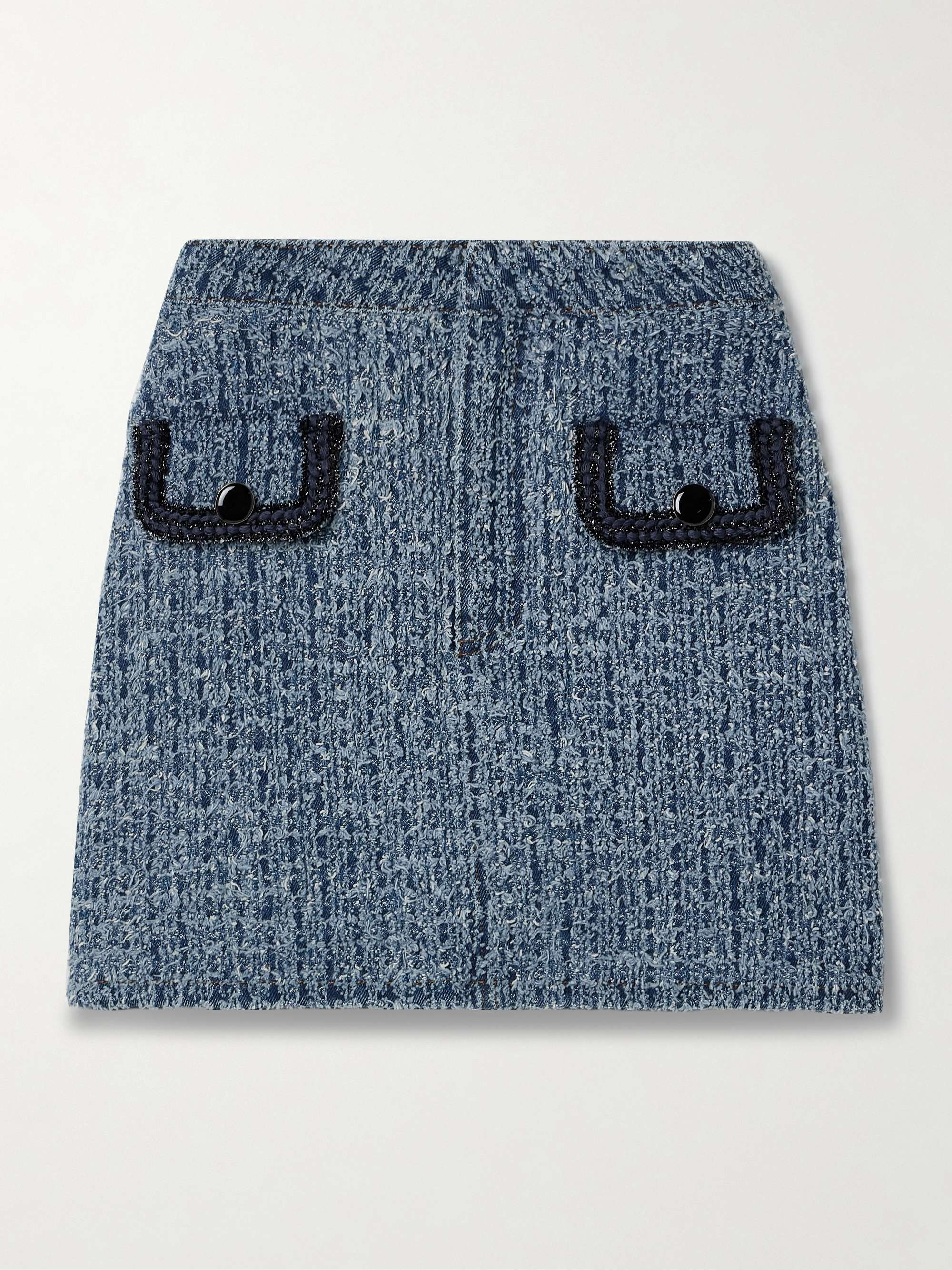 Denim-tweed mini skirt | NET-A-PORTER (US)