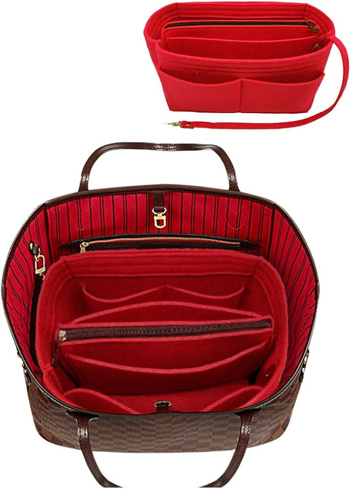 Felt Purse Bag Organizer Insert with zipper Bag Tote Shaper Fit Speedy Neverfull | Amazon (US)