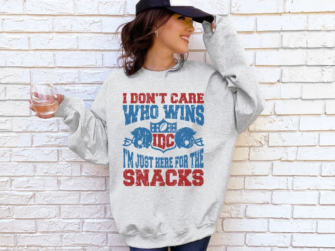 Funny Football Sweatshirt, Superbowl Shirt, Just Here for the Snacks Shirt, IDC Football Crewneck... | Etsy (US)