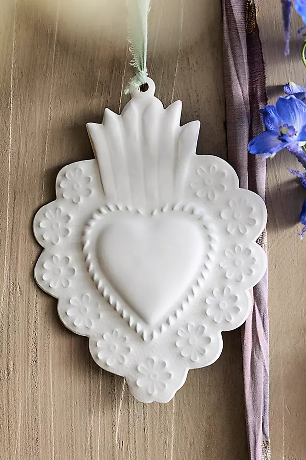 Heart Medallion Ornament, White Doily | Anthropologie (US)