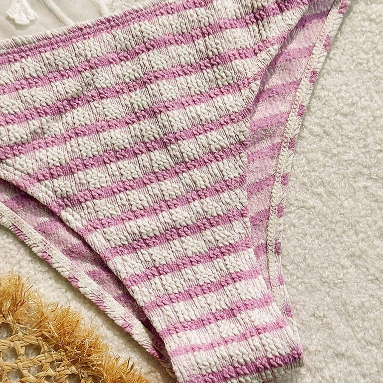 Jjayotai No Boundaries Women's Striped Halter Bathing Suit, Colorblock High Waisted Swimsuit, Bik... | Walmart (US)