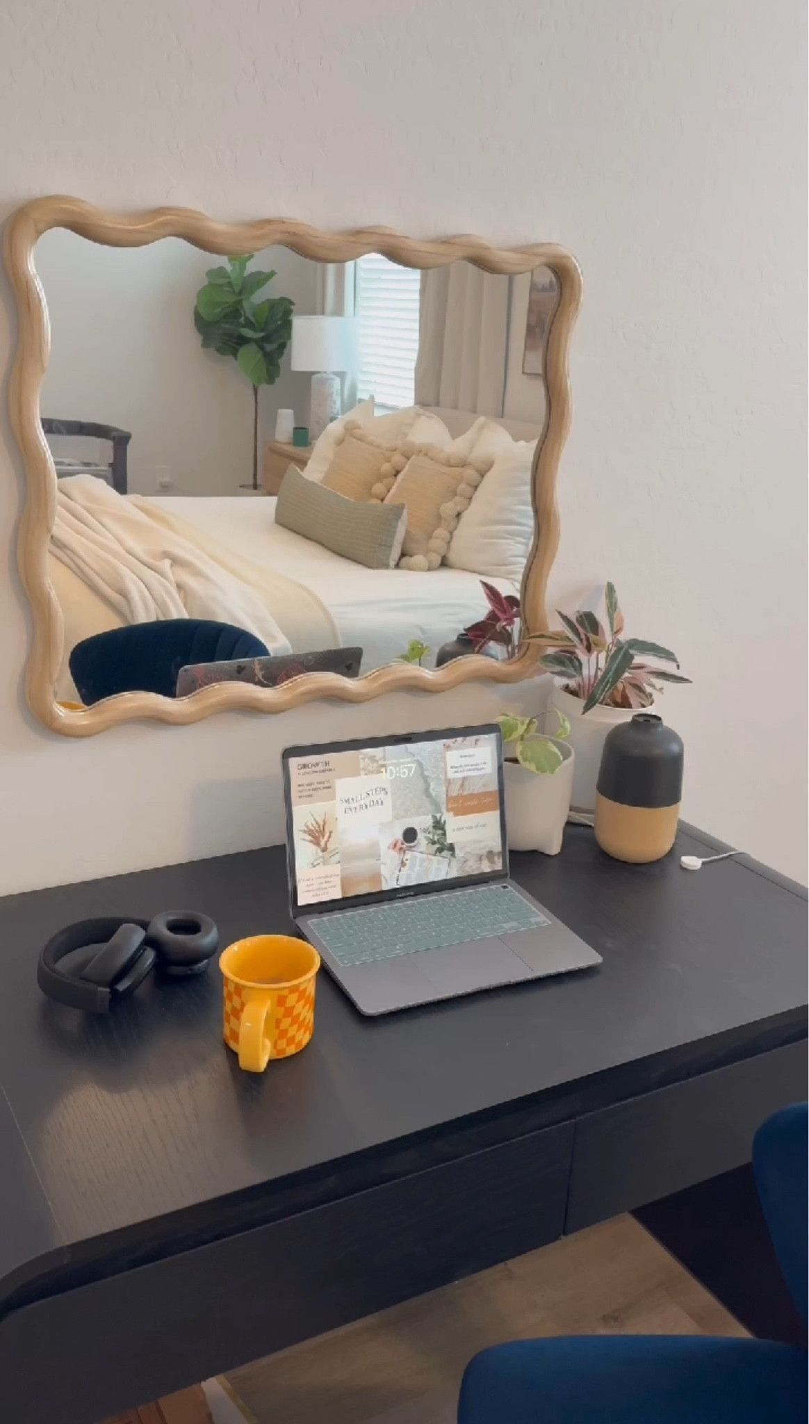 Best $98 desk and wavy wood mirror 

#LTKFindsUnder100 #LTKHome #LTKSaleAlert