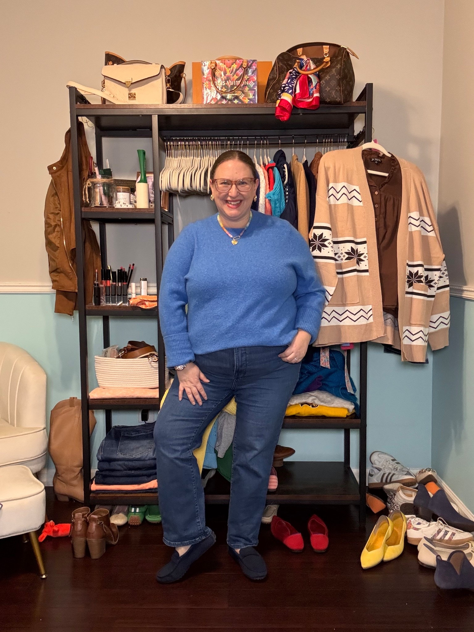 Sweater is old but I linked some similar ones. 

Jeans are true to size. 

I size up half in the shoes  

#LTKPetite #LTKOver40 #LTKootd