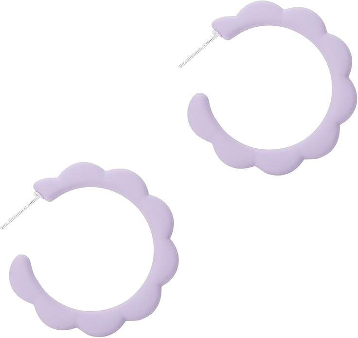 Acrylic Flower Hoop Earrings, Lightweight Floral Open Hoops Candy Color Hoop Earrings for Women | Amazon (US)