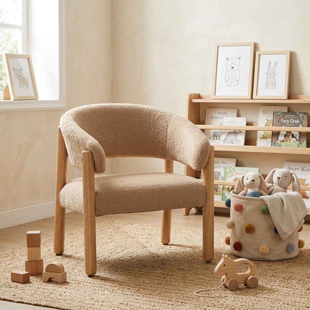 Kids' Upholstered Armchair - Plush Faux Fur Finish With Solid Wood Legs - Cozy Reading Chair For ... | Wayfair North America