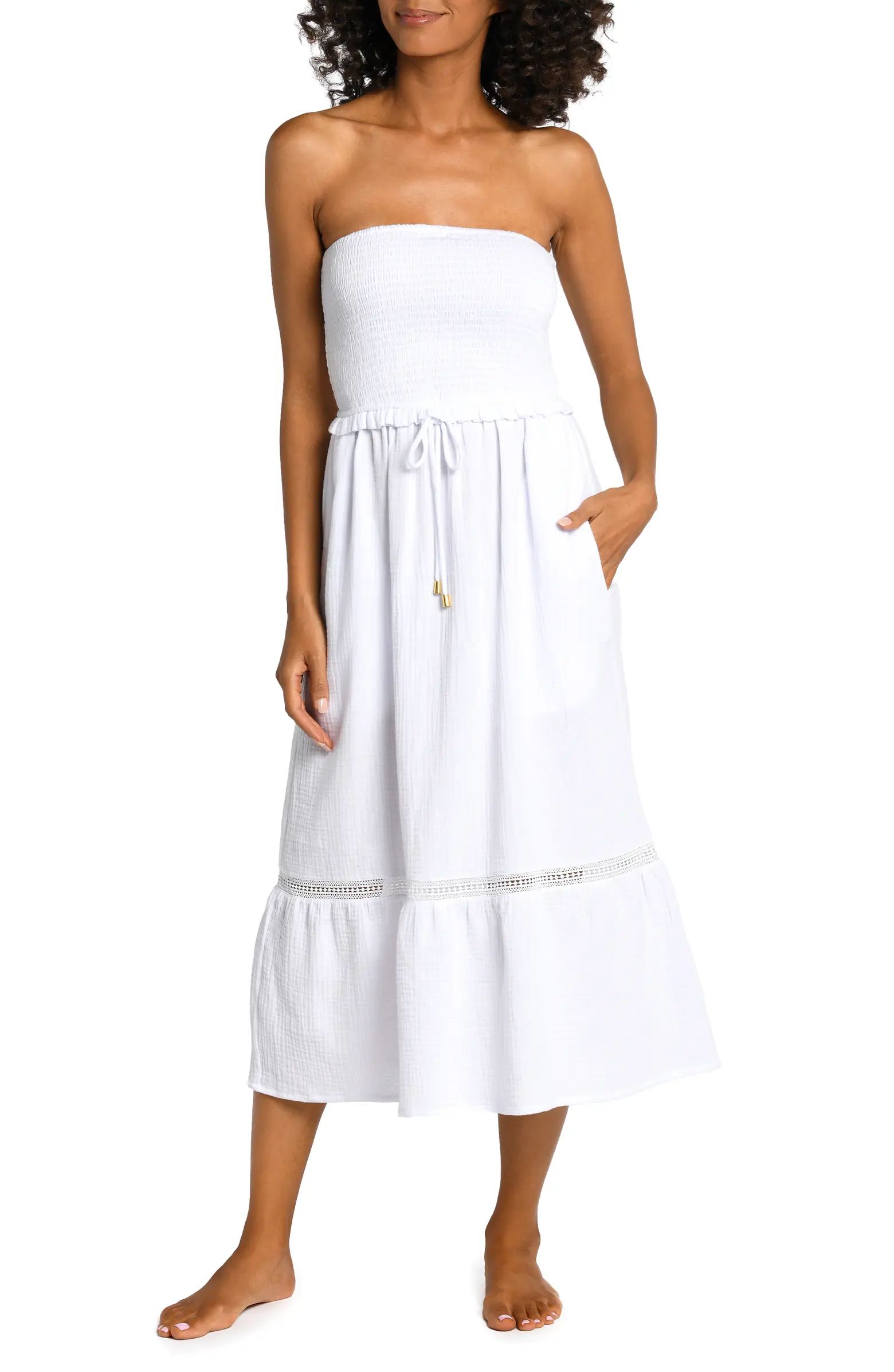 Seaside Strapless Cotton Gauze Cover-Up Dress | Nordstrom