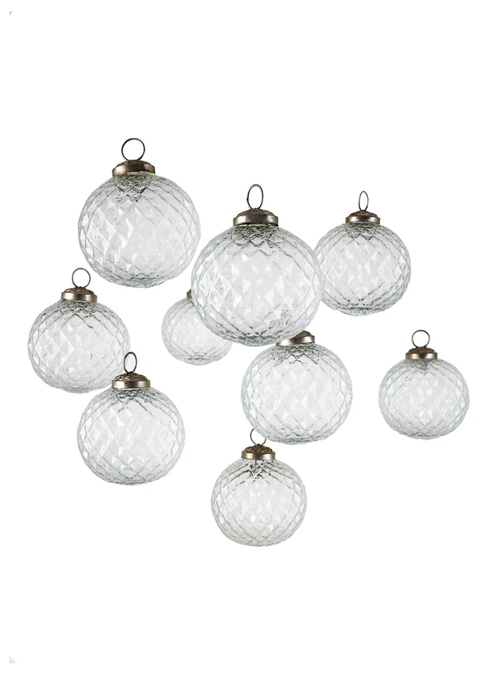 Serene Spaces Living Set Of 9 Diamond Patterned Ornament Ball Set & Reviews | Wayfair | Wayfair North America