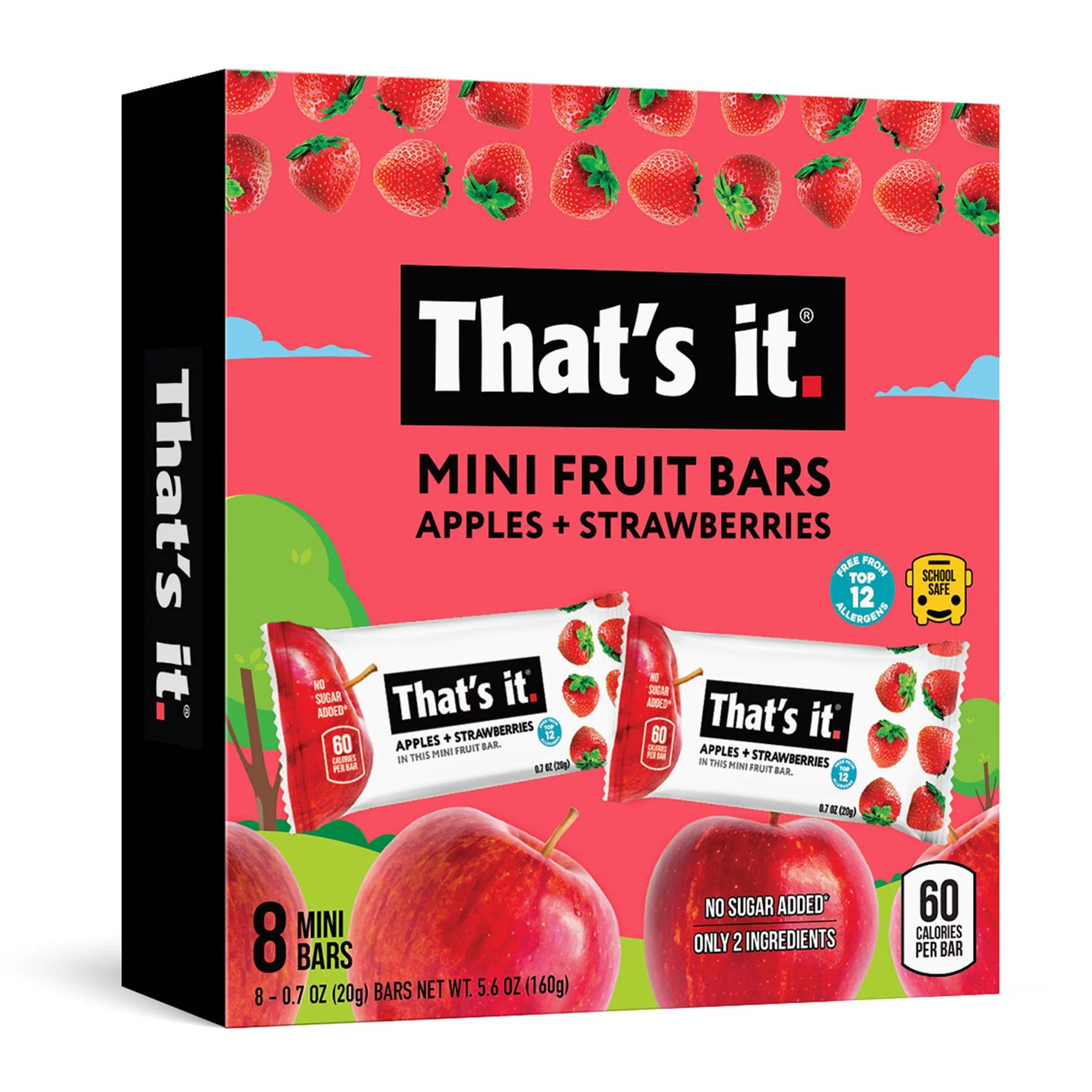 That's it.Gluten-Free Soft&Chewy Fruit Bars Apple+Strawberry Fruit Bars, 0.7oz,8 Ct.Shelf Stable ... | Walmart (US)