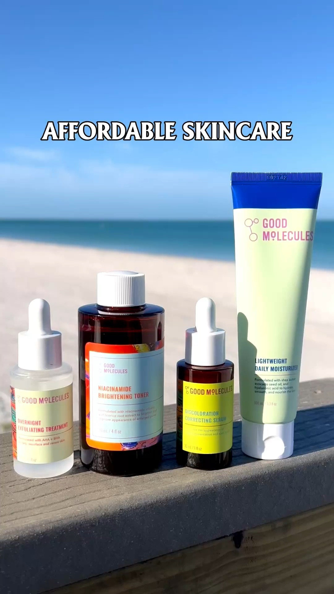 🙌🏼AFFORDABLE SKINCARE: #ad Good Molecules is affordable skincare that’s vegan, cruelty free and fragrance free. @goodmolecules #goodmolecules

👉🏼Available at Ulta too! @ulta 

👉🏼Lightweight Daily Moisturizer: smooths, hydrates and preps skin for makeup.

👉🏼Discoloration Correcting Serum: helps uneven skin tone and reduces the appearance of age spots and acne marks.

👉🏼Overnight Exfoliating Treatment: smooths away dead skin cells and helps unclog pores.

👉🏼Niacinamide Brightening Toner: helps promote bright even skin with less visible pores. If you have hyperpigmentation, uneven skin tone, dark spots, enlarged pores or dullness, this product is for you.

#ulta #skincare @jtstjtst11

#LTKBeauty