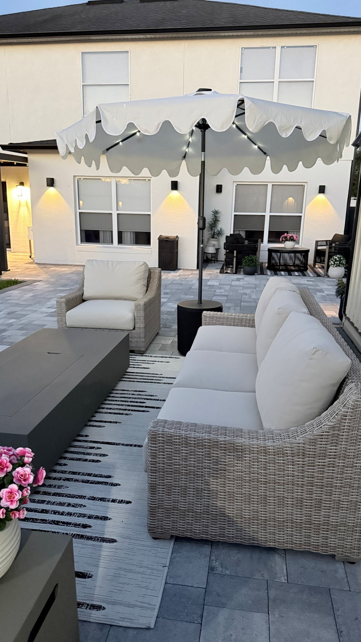 Solar umbrella 
Outdoor furniture 
Florals 


#LTKHome #LTKSaleAlert #LTKSeasonal