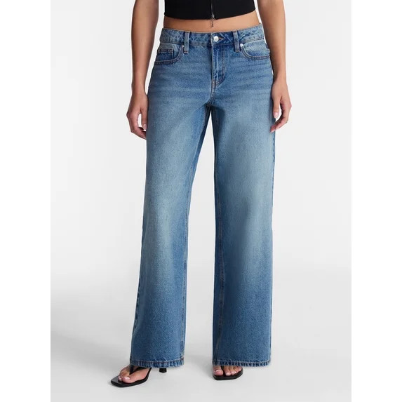 No Boundaries Low Rise Cotton Baggy Jeans, 31.5'' Inseam, Women's 00-26W | Walmart (US)