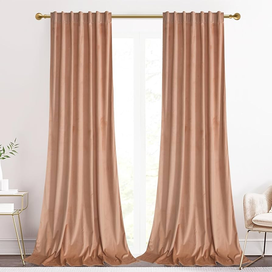 Velvet Curtains 96 inches - Thick Plush Velvet Blackout Drapes, Back Tab Design Insulated Window ... | Amazon (US)