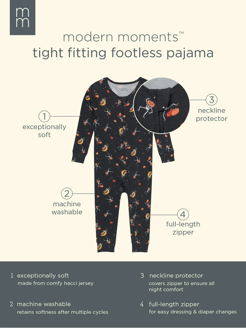 Modern Moments by Gerber Baby and Toddler Neutral Super Soft Halloween One-Piece Pajama, Sizes 0/... | Walmart (US)