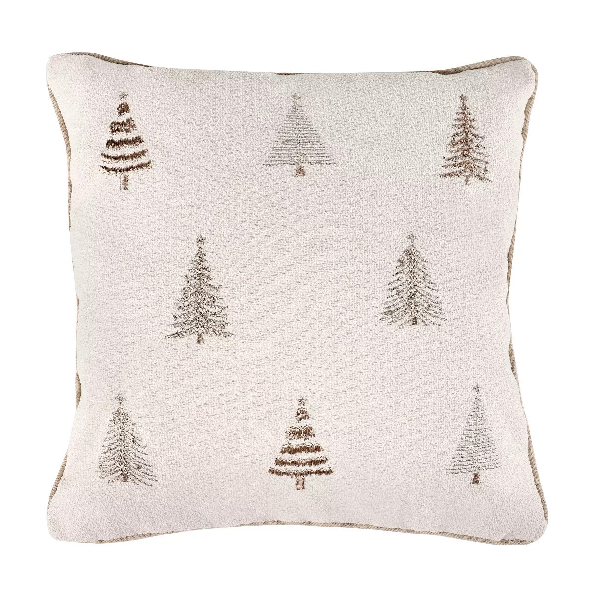 Winterscape Taupe Metalic Christmas Tree Pillow 16x16 - Levtex Home | Target