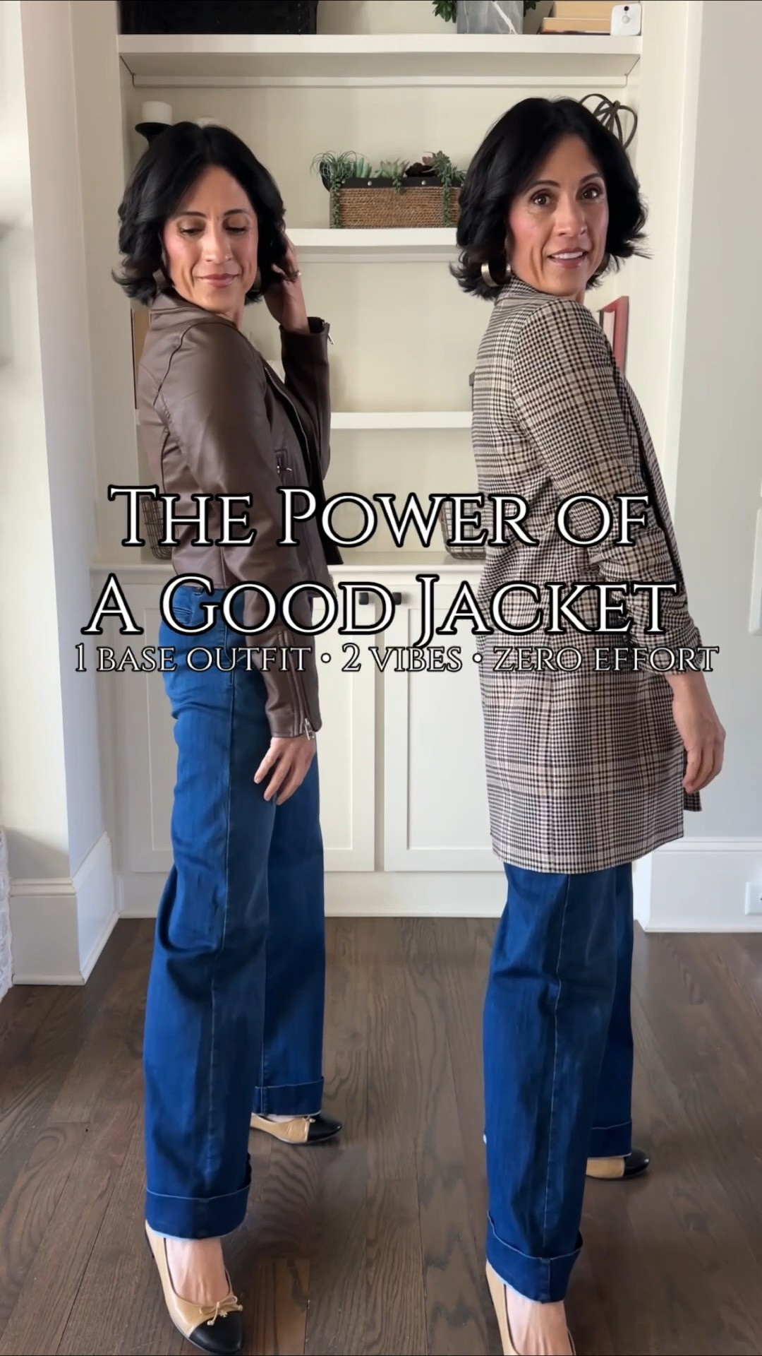 This is your reminder that you don't need more clothes….you need better styling pieces.
A simple bodysuit + denim becomes:
• polished and sophisticated with a longline plaid blazer
• effortless and edgy with a cropped leather moto
Timeless layers = endless outfits.
Follow along for more elevated, wearable outfit inspiration. 

#LTKOver40 #LTKgrwm #LTKootd